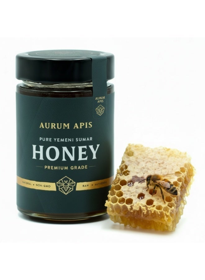 Aurum Apis Yemeni Sumar Honey, 100% Raw Unfiltered Pure Honey, Hand Harvested Organic Honey, Non-GMO, Rich in Nutrients & Energy Source, Respiratory Relief, Certified Thick Honey – 500g Honey Jar - Image 1